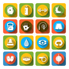 Box fight icons flat