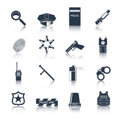 Obraz premium Police icons set black