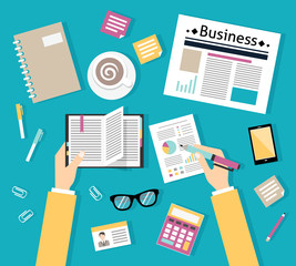 Businessman workplace top view