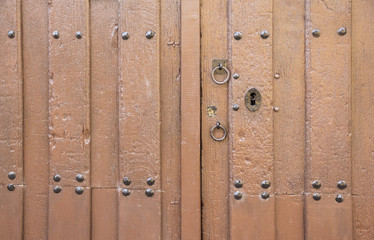 ancient brown wooden door