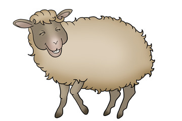 Fluffy smiling sheep