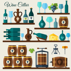 Wine cellar icons