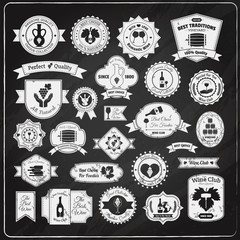 Wine label set chalkboard