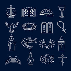 Christianity icons set outline