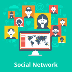 Fototapeta premium Social network icons composition poster