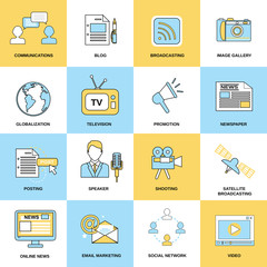 Media Icons Line Flat