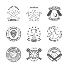 Baseball labels icons set
