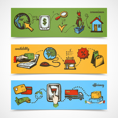 Internet shopping sketch banner