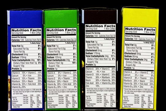 Cereal Nutritional facts label