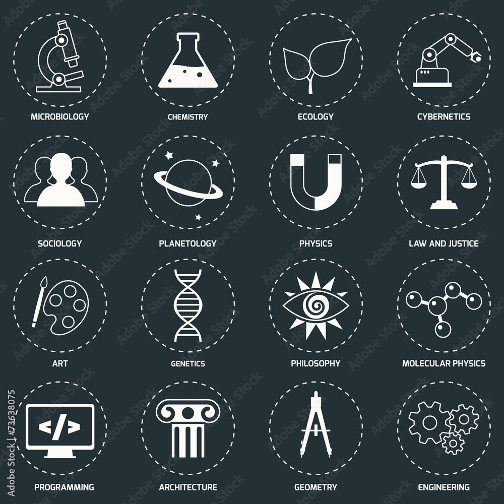 Canvas Prints Science areas icons white