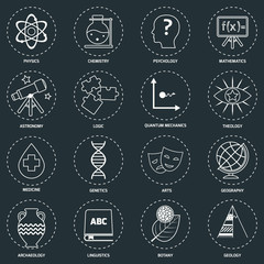 Science areas icons outline