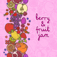 Fruits and berries border vertical