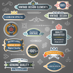 Vintage design elements stickers