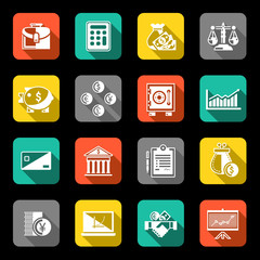 Finance icons set flat