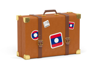 Suitcase with flag of laos
