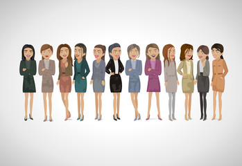 Obraz premium Group Of Business Women - Isolated On Gray Background