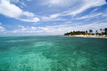 Fototapeta na wymiar Turquoise water and white sand beach