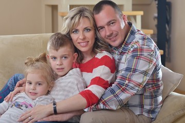 happy young family at home