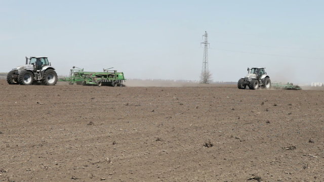 tractor and seeder machine