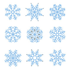 Fototapeta na wymiar Various winter snowflakes set
