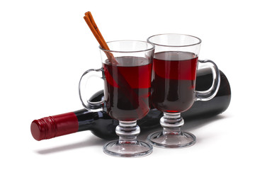 Mulled wine glass isolated on white