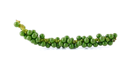 green peppercorns isolated on white background
