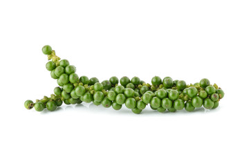 green peppercorns isolated on white background