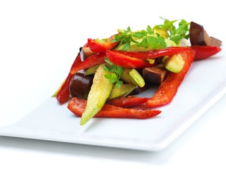 grilled fresh meat and vegetables