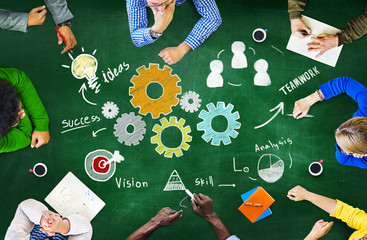 Teamwork Business Meeting Unity Gears Working Concept