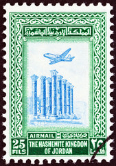 Temple of Artemis, Jerash and airplane (Jordan 1954)