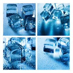 Set of assorted backgrounds with ice cube and water droplets