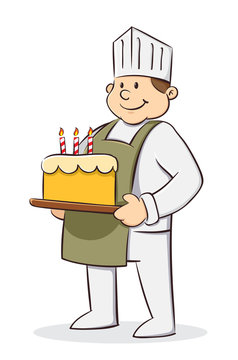 Chef holding birthday cake