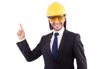 Young architect isolated on white