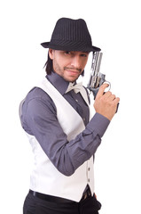 Man with gun isolated on the white