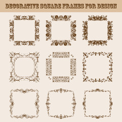 Set of square frames for design