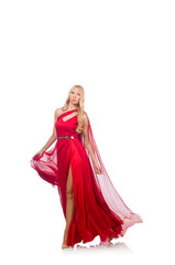 Naklejka premium Woman in fashion clothing isolated on white