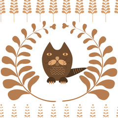 seamless pattern cat in the fairy forest