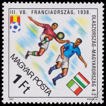 Stamp printed in Hungary shows the "World Cup Football Champions