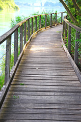 Fototapeta na wymiar Winding wooden path