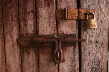 locked old wooden door.