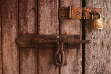 locked old wooden door.