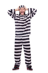 Prison inmate isolated on the white background
