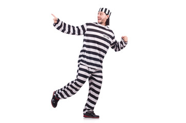 Prison inmate isolated on the white background