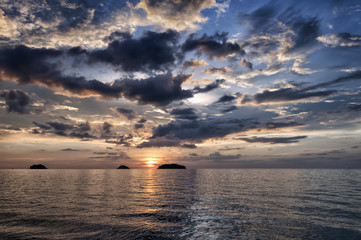 Sunset on the ocean, abstract environmental backgrounds