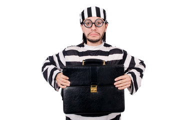 Prison inmate isolated on the white background