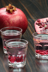 Pomegranate vodka shots.