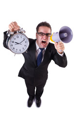 Funny businessman isolated on the white