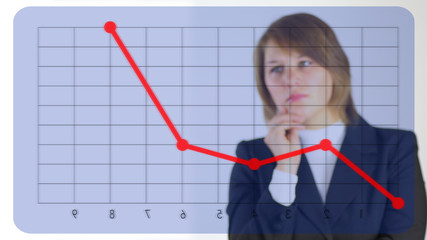 business woman crucial for the virtual screen