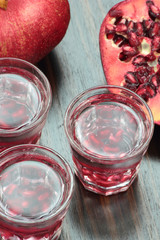 Pomegranate vodka shots.
