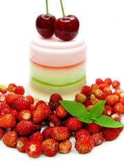 fruit jelly dessert with strawberry